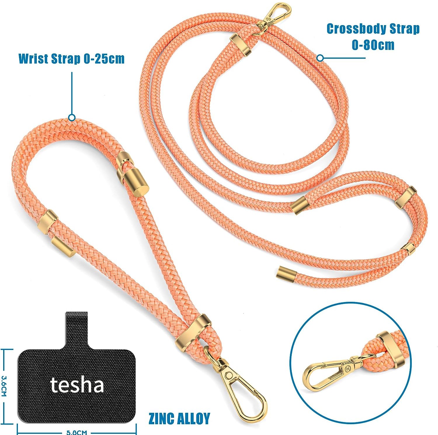 tesha 2 Pads Phone Lanyard Adjustable Crossbody Cell Phone Strap Universal Phone Wrist Lanyard 2pcs Phone Patch Tether Tab