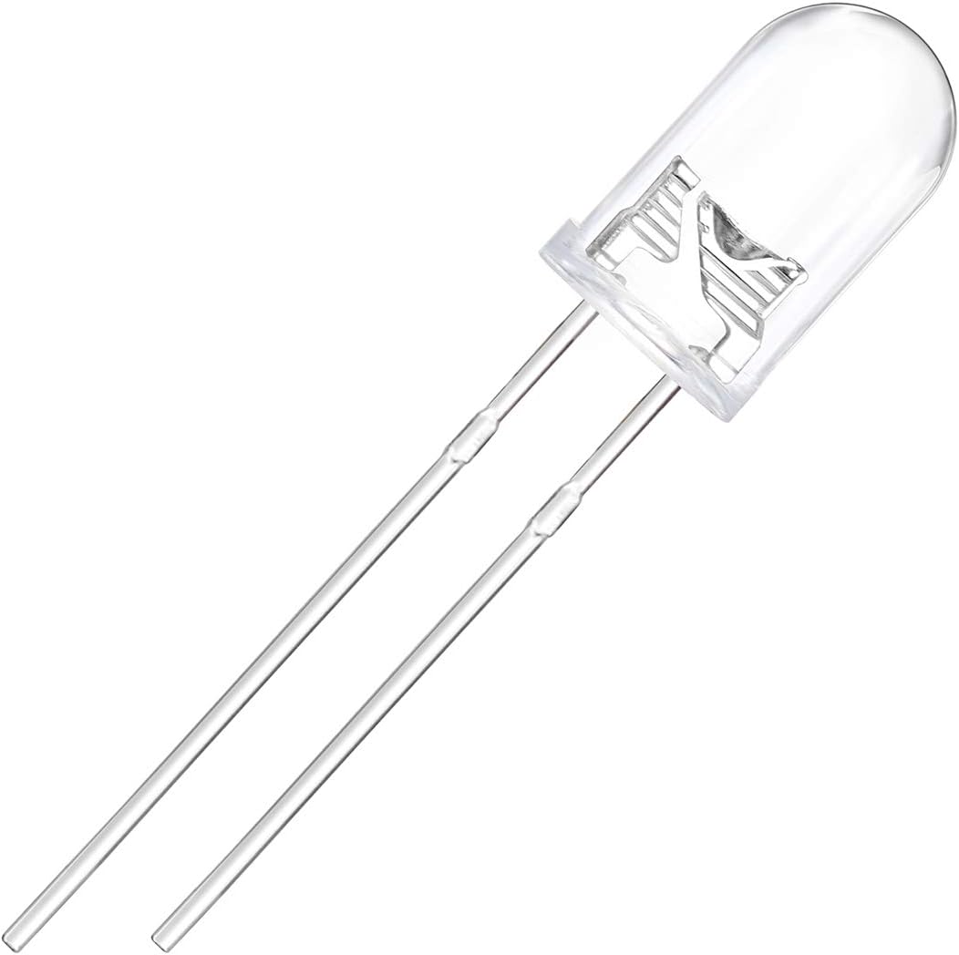 tesha 100 pcs 5mm Warm White LED Diode Lights (Clear Round Transparent DC 3V 20mA) Bright Lighting Bulb Lamps Electronics Components Indicator Light Emitting Diodes