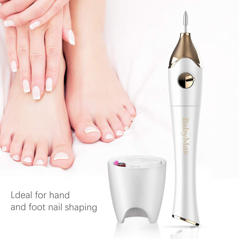 BABYMAX Electric Nail File 5in1 Professional Manicure Pedicure Kit with Stand, Nail Buffer Drill Polisher for Natural Fingernails Toenails 5 Bits Golden TB-1335