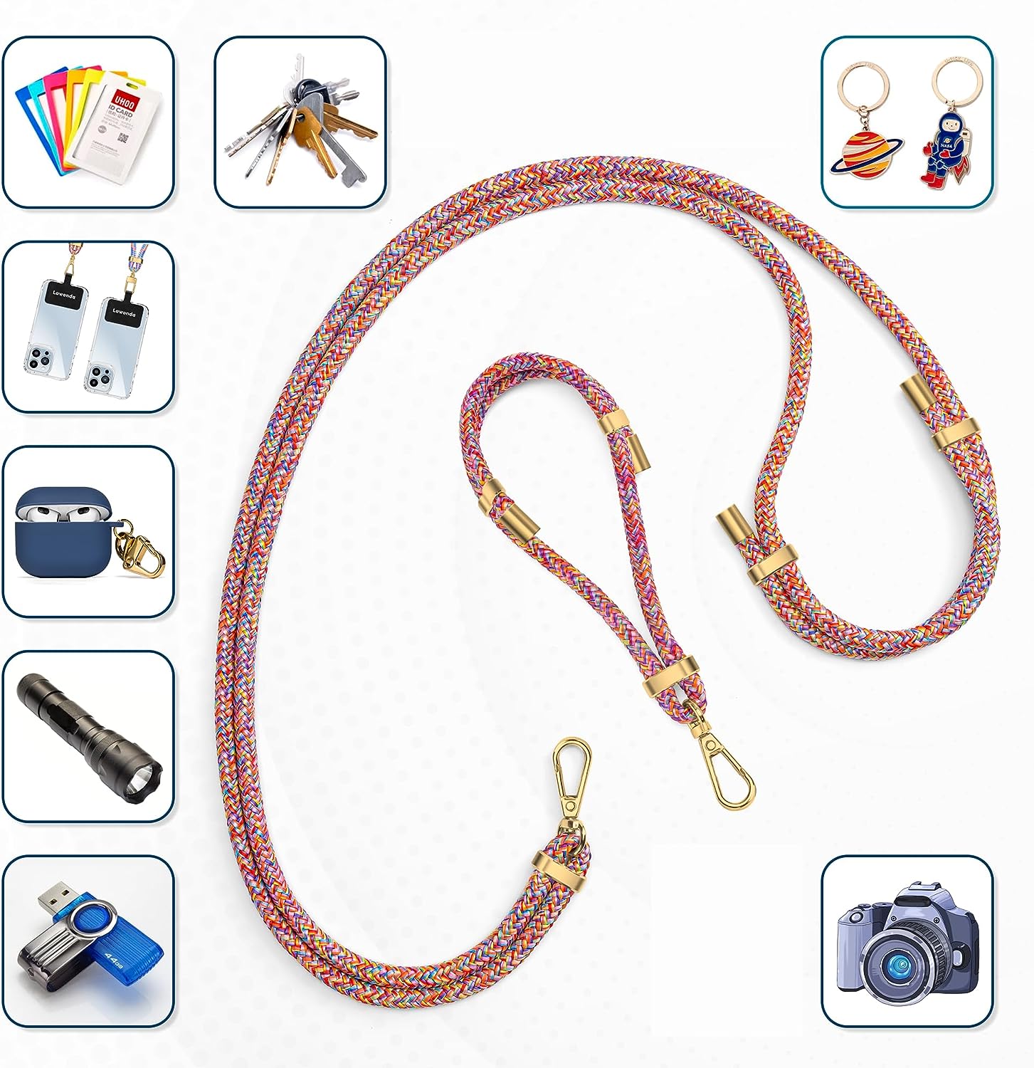 tesha 2 Pads Phone Lanyard Adjustable Crossbody Cell Phone Strap Universal Phone Wrist Lanyard 2pcs Phone Patch Tether Tab