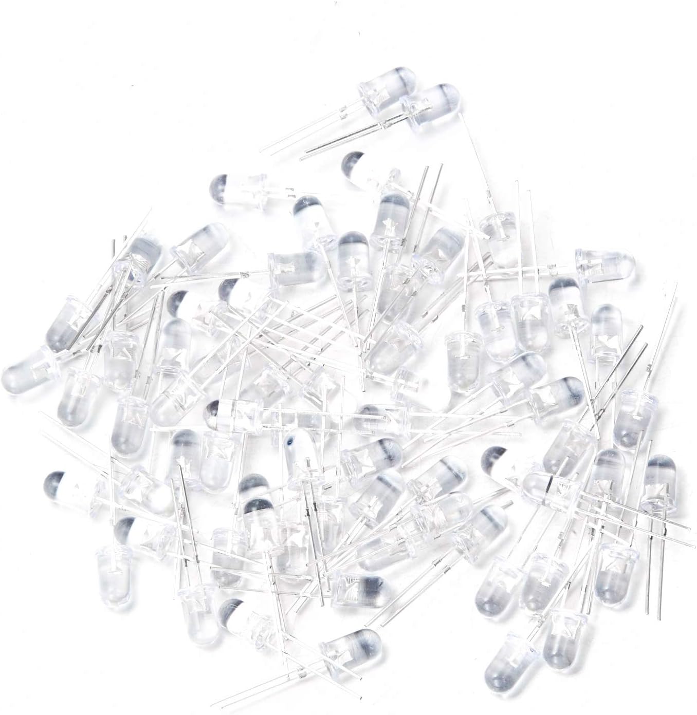 tesha 100 pcs 5mm Warm White LED Diode Lights (Clear Round Transparent DC 3V 20mA) Bright Lighting Bulb Lamps Electronics Components Indicator Light Emitting Diodes