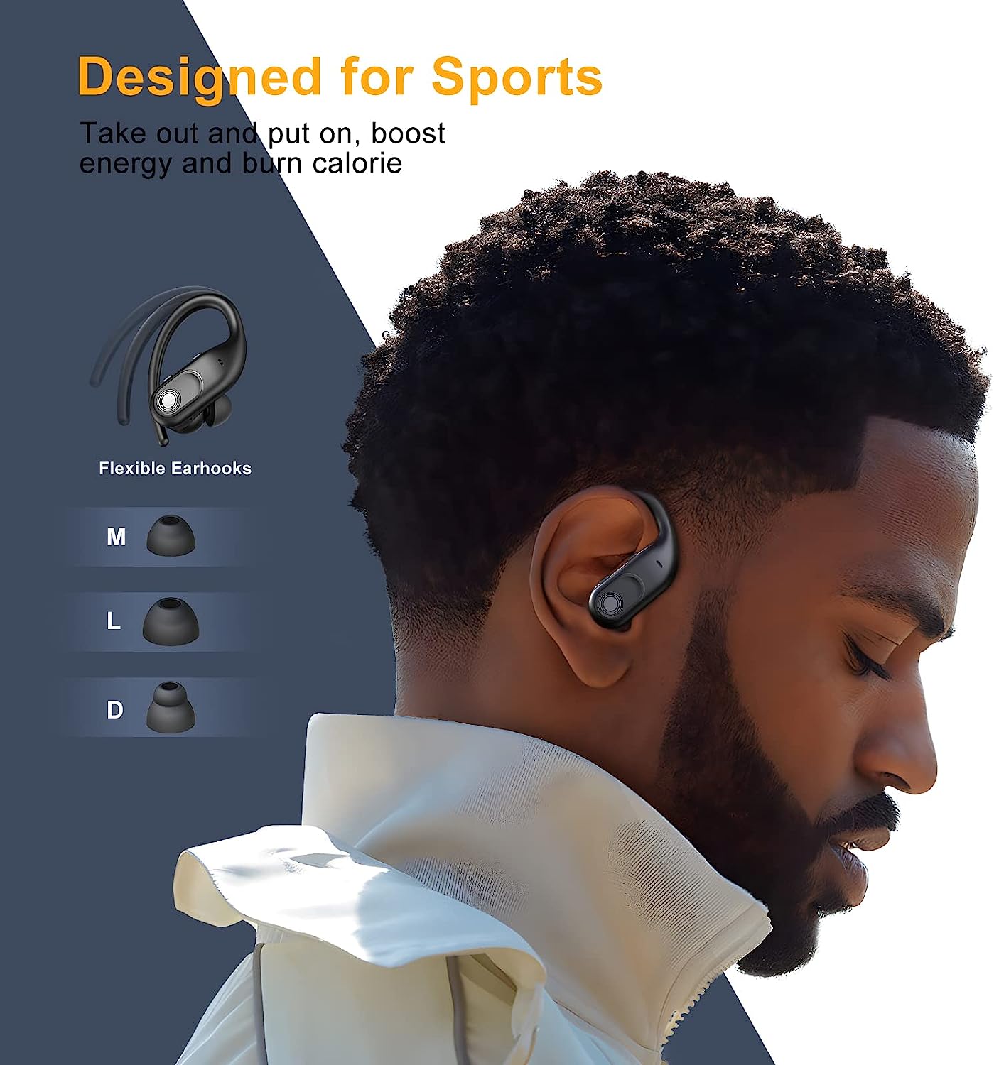 Tesha Wireless Earbuds Bluetooth Headphones 130Hrs Playtime with 2500mAh Wireless Charging Case LED Display Hi-Fi Waterproof Over Ear Earphones for Sports Running Workout Gaming